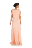 Hand Embroidered Light Peach Long Cold Shoulder Dress