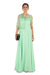 Hand Embroidered Lime Green Gown With One Side Cape & Cold-Shoulder