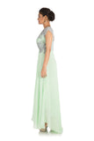 Hand Embroidered Light Green Asymmetrical Dress