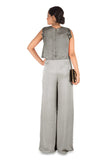 Hand Embroidered Grey Jumpsuit With Attach Jacket