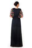 Black Hand Embroidered Cape Style Gown