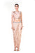 Embroidered Light Brown Frill Crop Top & Draped Skirt Set