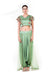 Green Floral Embroidered Crop Top & Dhoti Set With A Trail