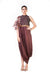 Tie & Dye & Embroidered Coffee Brown Draped Dress