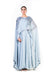 Hand Embroidered Ice Grey Long Cape Style Gown