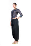 Embroidered Charcoal Grey Shirt & Black Harrem Pant