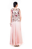 Rose Embroidered Net Top With A Dusty Pink Gown