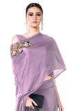 Mauve Draped Gown With A Hand Embroidered Cape Dupatta
