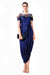 Royal Blue Hand Embroidered Cold Shoulder Draped Gown