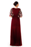 Maroon Hand Embroidered Cape Style Gown