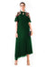 Bottle Green Asymmetrical Hand Embroidered Cold Shoulder Dress