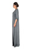 Hand Embroidered Charcoal Grey Long Tunic With Front Slits