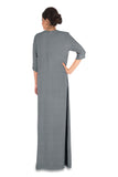 Hand Embroidered Charcoal Grey Long Tunic With Front Slits