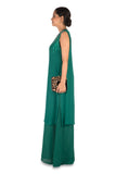 Hand Embroidered Dark Green Double Layer Tunic
