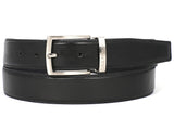 PAUL PARKMAN Men's Leather Belt Hand-Painted Black (ID#B01-BLK) (XL)