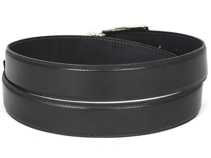 PAUL PARKMAN Men's Leather Belt Hand-Painted Black (ID#B01-BLK) (XXL)
