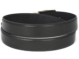 PAUL PARKMAN Men's Leather Belt Hand-Painted Black (ID#B01-BLK) (XL)