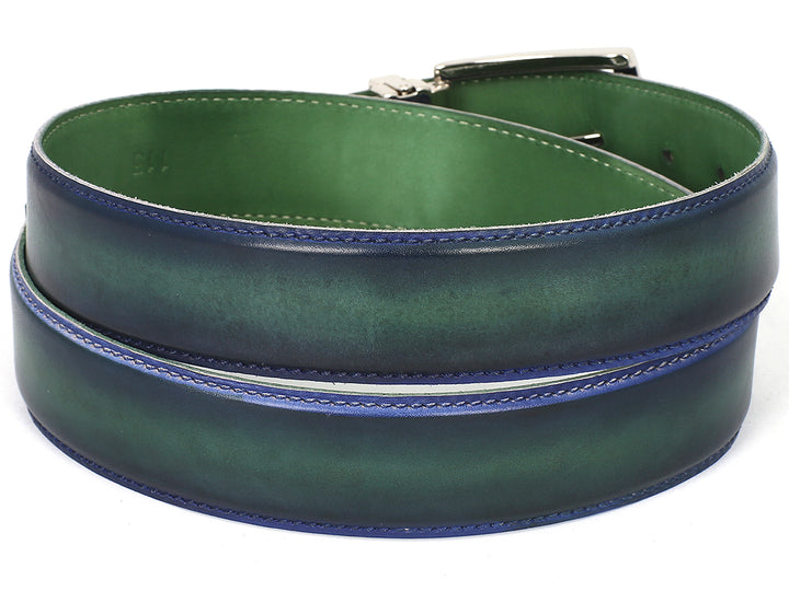 PAUL PARKMAN Men's Leather Belt Dual Tone Blue & Green (ID#B01-BLU-GRN) (L)