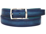 PAUL PARKMAN Men's Leather Belt Dual Tone Blue & Turquoise (ID#B01-BLU-TRQ) (S)