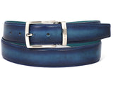 PAUL PARKMAN Men's Leather Belt Dual Tone Blue & Turquoise (ID#B01-BLU-TRQ) (XL)
