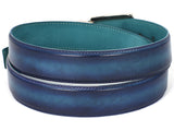 PAUL PARKMAN Men's Leather Belt Dual Tone Blue & Turquoise (ID#B01-BLU-TRQ) (S)