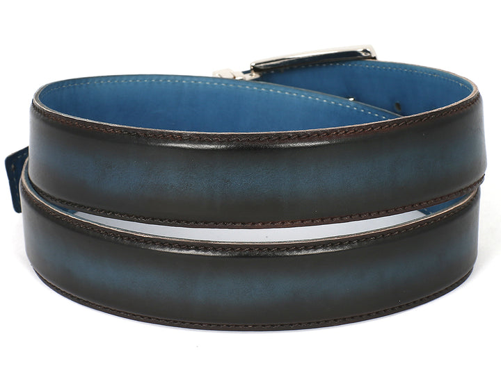 PAUL PARKMAN Men's Leather Belt Dual Tone Brown & Blue (ID#B01-BRW-BLU) (XXL)
