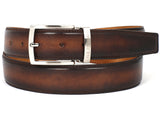 PAUL PARKMAN Men's Leather Belt Hand-Painted Brown and Camel (ID#B01-BRWCML) (S)