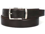 PAUL PARKMAN Men's Leather Belt Hand-Painted Dark Brown (ID#B01-DARK-BRW) (XL)