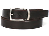 PAUL PARKMAN Men's Leather Belt Hand-Painted Dark Brown (ID#B01-DARK-BRW) (M)