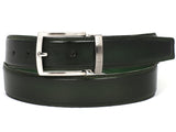 PAUL PARKMAN Men's Leather Belt Hand-Painted Dark Green (ID#B01-DARK-GRN) (M)