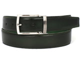 PAUL PARKMAN Men's Leather Belt Hand-Painted Dark Green (ID#B01-DARK-GRN) (XL)