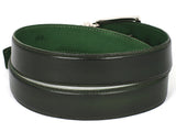 PAUL PARKMAN Men's Leather Belt Hand-Painted Dark Green (ID#B01-DARK-GRN) (L)