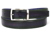 PAUL PARKMAN Men's Leather Belt Dual Tone Green & Purple (ID#B01-GRN-PURP) (S)