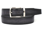 PAUL PARKMAN Men's Leather Belt Dual Tone Hand-Painted Gray & Black (ID#B01-GRY-BLK) (M)