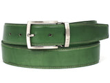 PAUL PARKMAN Men's Leather Belt Hand-Painted Green (ID#B01-LGRN) (XL)