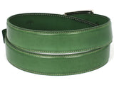 PAUL PARKMAN Men's Leather Belt Hand-Painted Green (ID#B01-LGRN) (M)