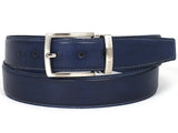 PAUL PARKMAN Men's Leather Belt Hand-Painted Navy (ID#B01-NVY) (L)