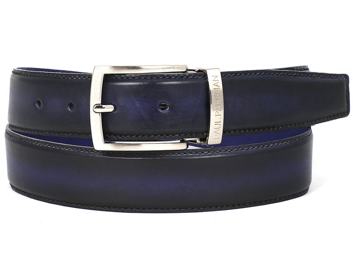 PAUL PARKMAN Men's Leather Belt Dual Tone Navy & Blue (ID#B01-NVY-BLU) (L)