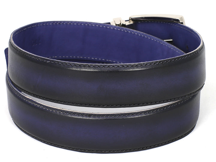 PAUL PARKMAN Men's Leather Belt Dual Tone Navy & Blue (ID#B01-NVY-BLU) (S)