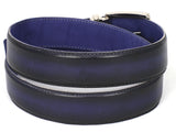 PAUL PARKMAN Men's Leather Belt Dual Tone Navy & Blue (ID#B01-NVY-BLU) (XXL)