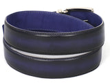 PAUL PARKMAN Men's Leather Belt Dual Tone Navy & Blue (ID#B01-NVY-BLU) (M)