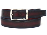 PAUL PARKMAN Men's Leather Belt Dual Tone Navy & Bordeaux (ID#B01-NVY-BRD) (XXL)