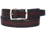 PAUL PARKMAN Men's Leather Belt Dual Tone Navy & Bordeaux (ID#B01-NVY-BRD) (S)