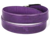 PAUL PARKMAN Men's Leather Belt Hand-Painted Purple (ID#B01-PURP) (S)