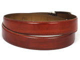 PAUL PARKMAN Men's Leather Belt Hand-Painted Reddish Brown (ID#B01-RDH) (S)