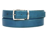 PAUL PARKMAN Men's Leather Belt Hand-Painted Sky Blue (ID#B01-SKYBLU) (L)