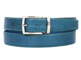 PAUL PARKMAN Men's Leather Belt Hand-Painted Sky Blue (ID#B01-SKYBLU) (XL)