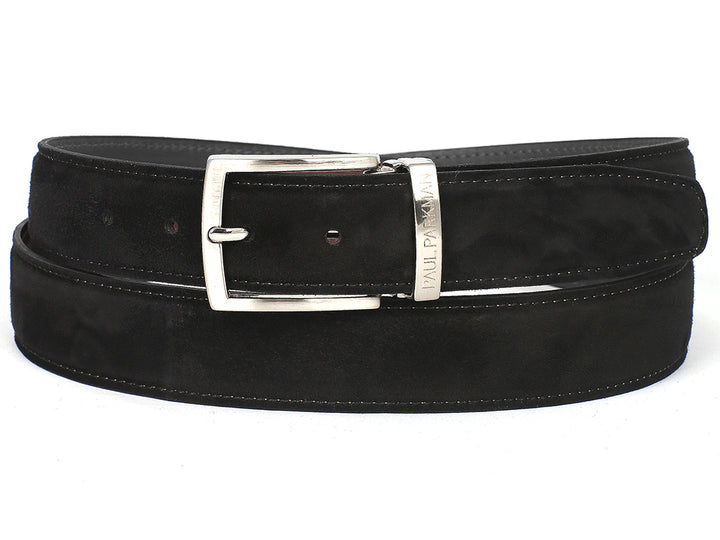 PAUL PARKMAN Men's Black Suede Belt (ID#B06-BLK) (XXL)