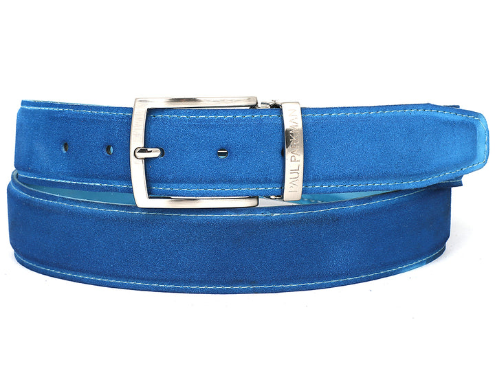 PAUL PARKMAN Men's Blue Suede Belt (ID#B06-BLU) (XL)