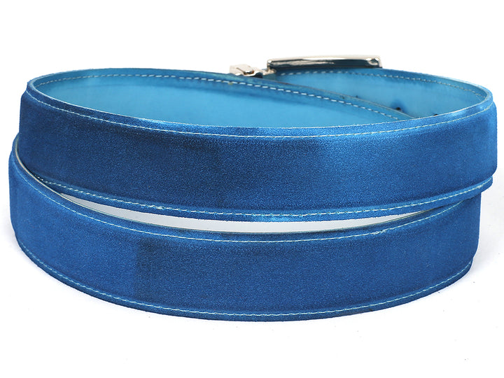 PAUL PARKMAN Men's Blue Suede Belt (ID#B06-BLU)